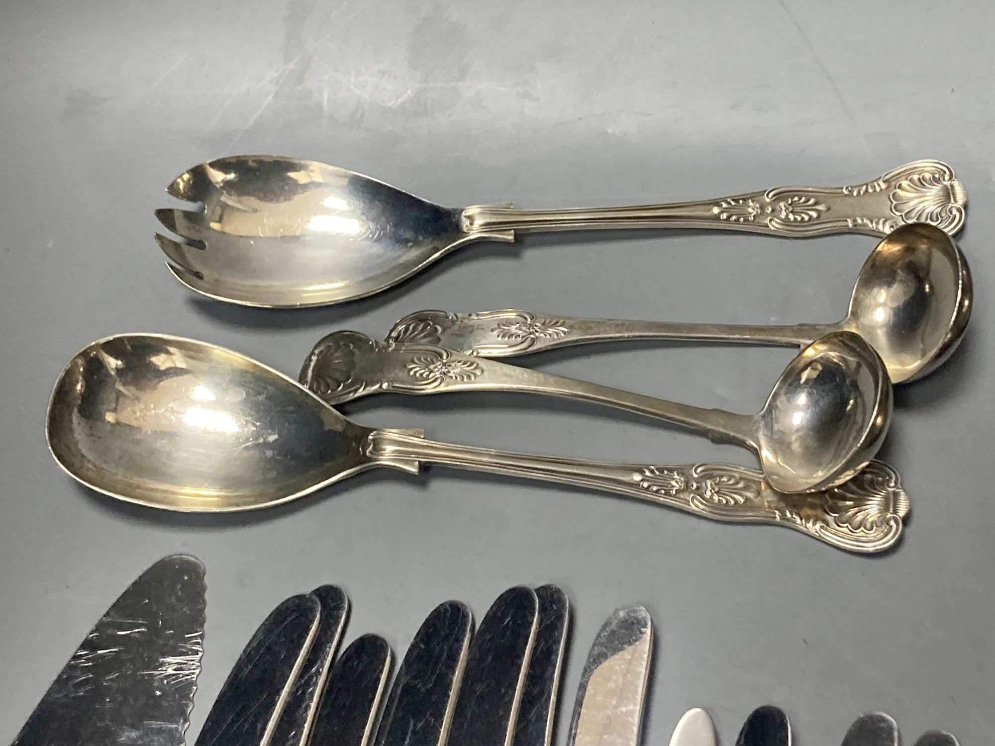 A part modern canteen of silver Kings pattern cutlery,